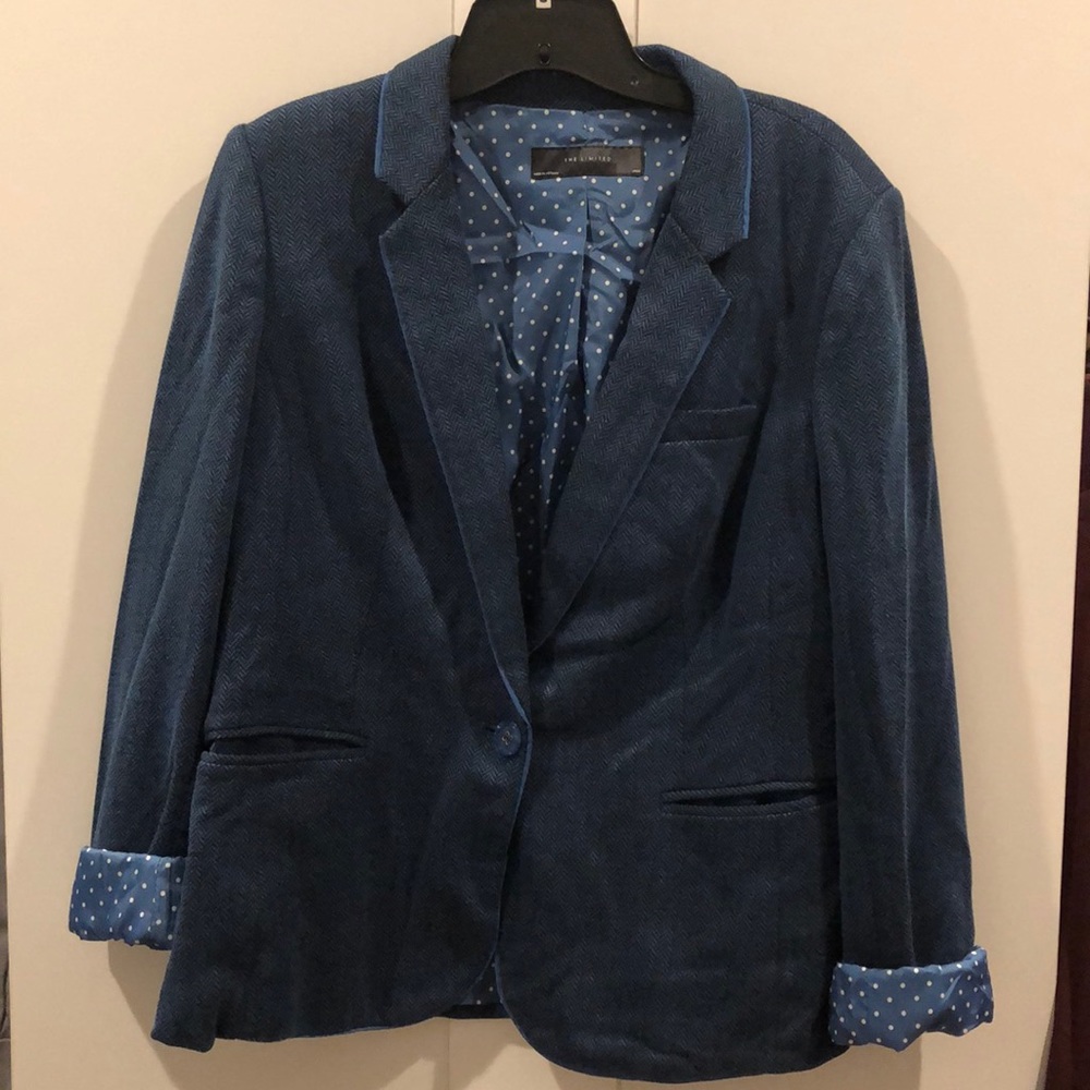 Blue and Black Herringbone Blazer Size L
